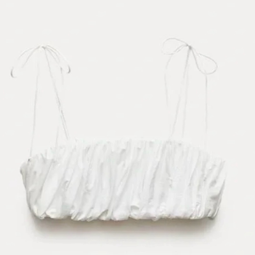 Zara White Ruched Top